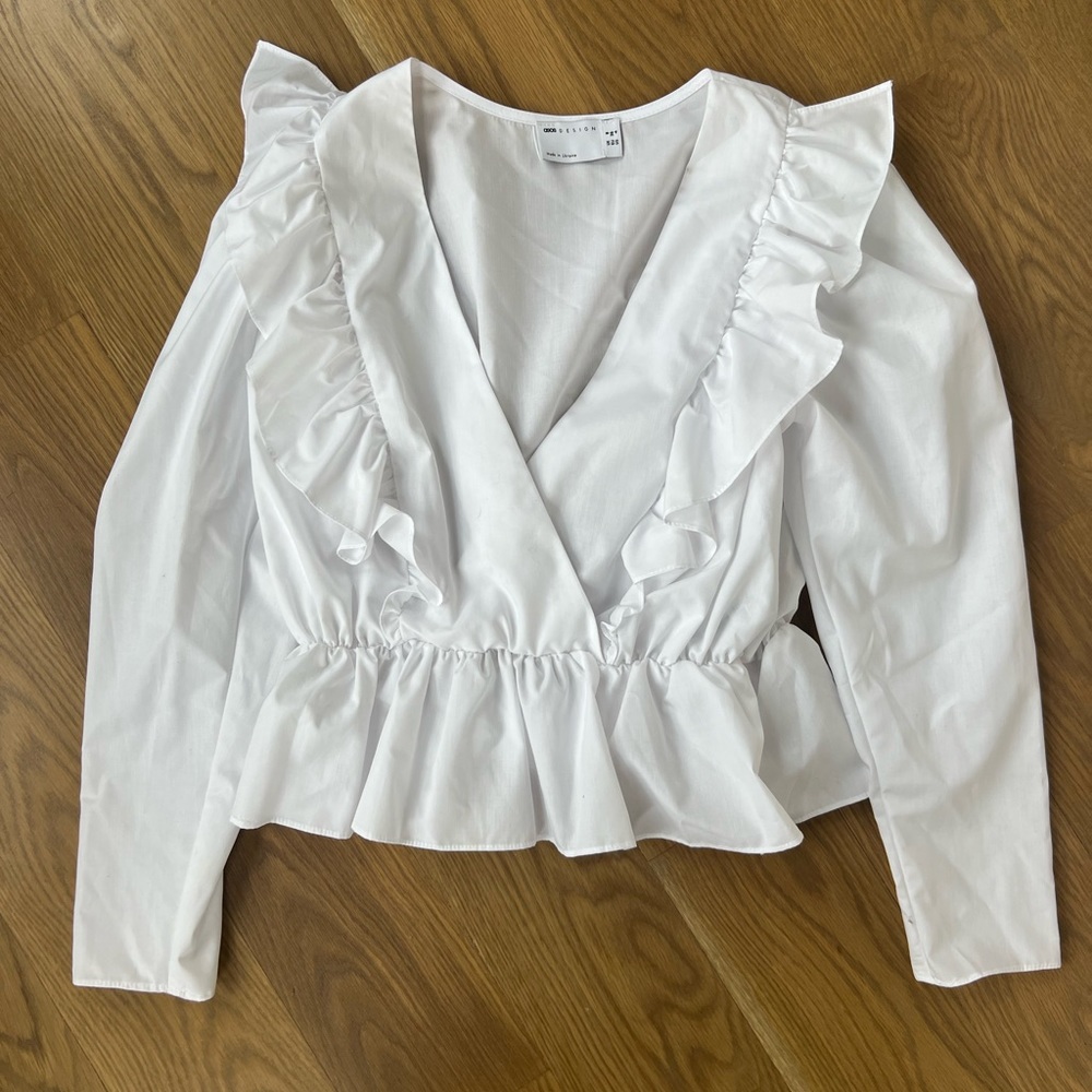 ASOS White Ruffle Blouse